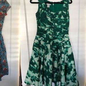 Oscar de la Renta green watercolor dress